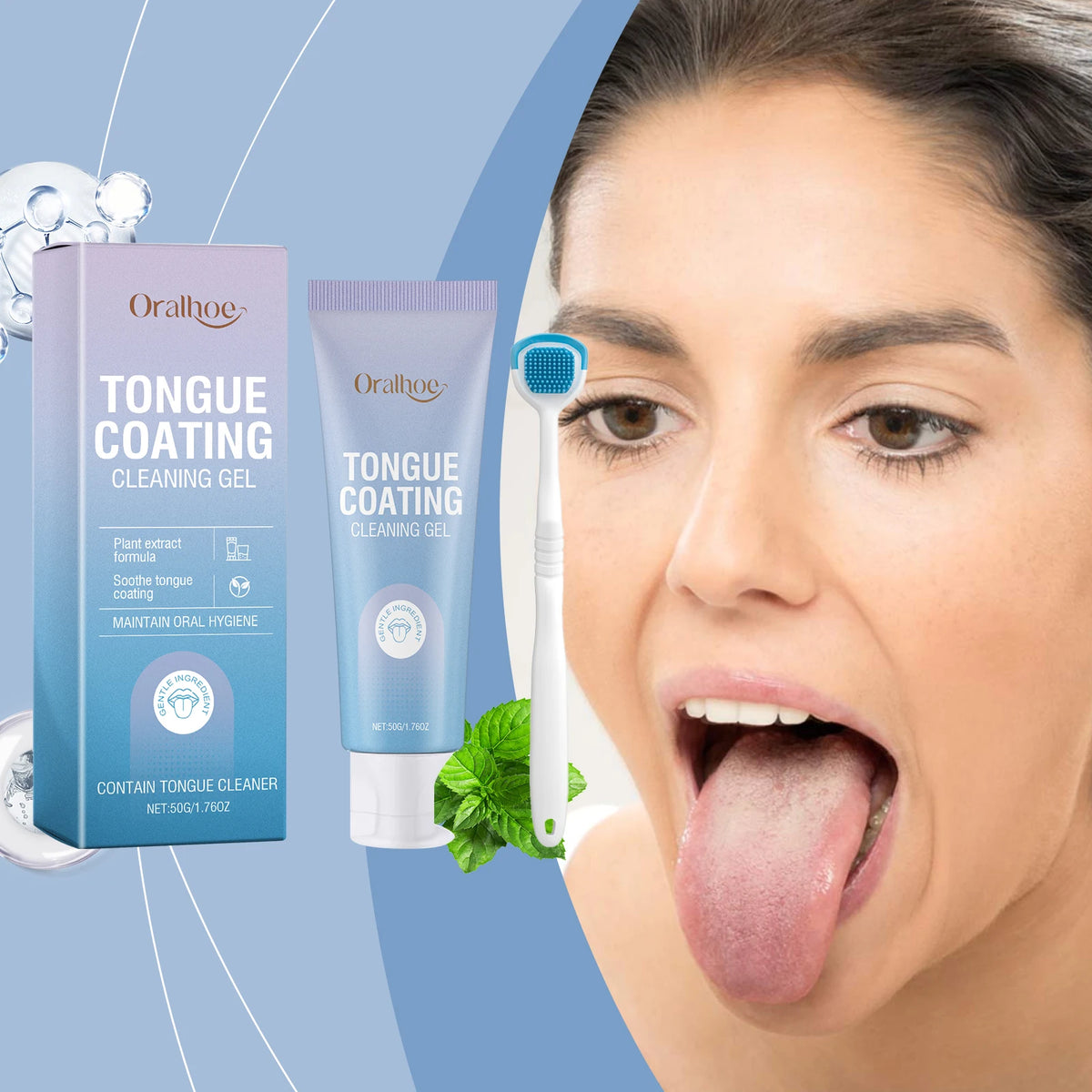 Tongue Cleaning Gel and Scraper Set for Fresh Breath
