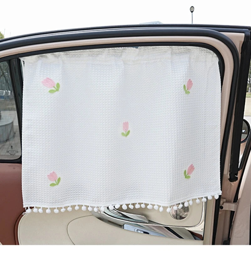 Heat Insulated Suction Cup Car Window Sunshade Curtain