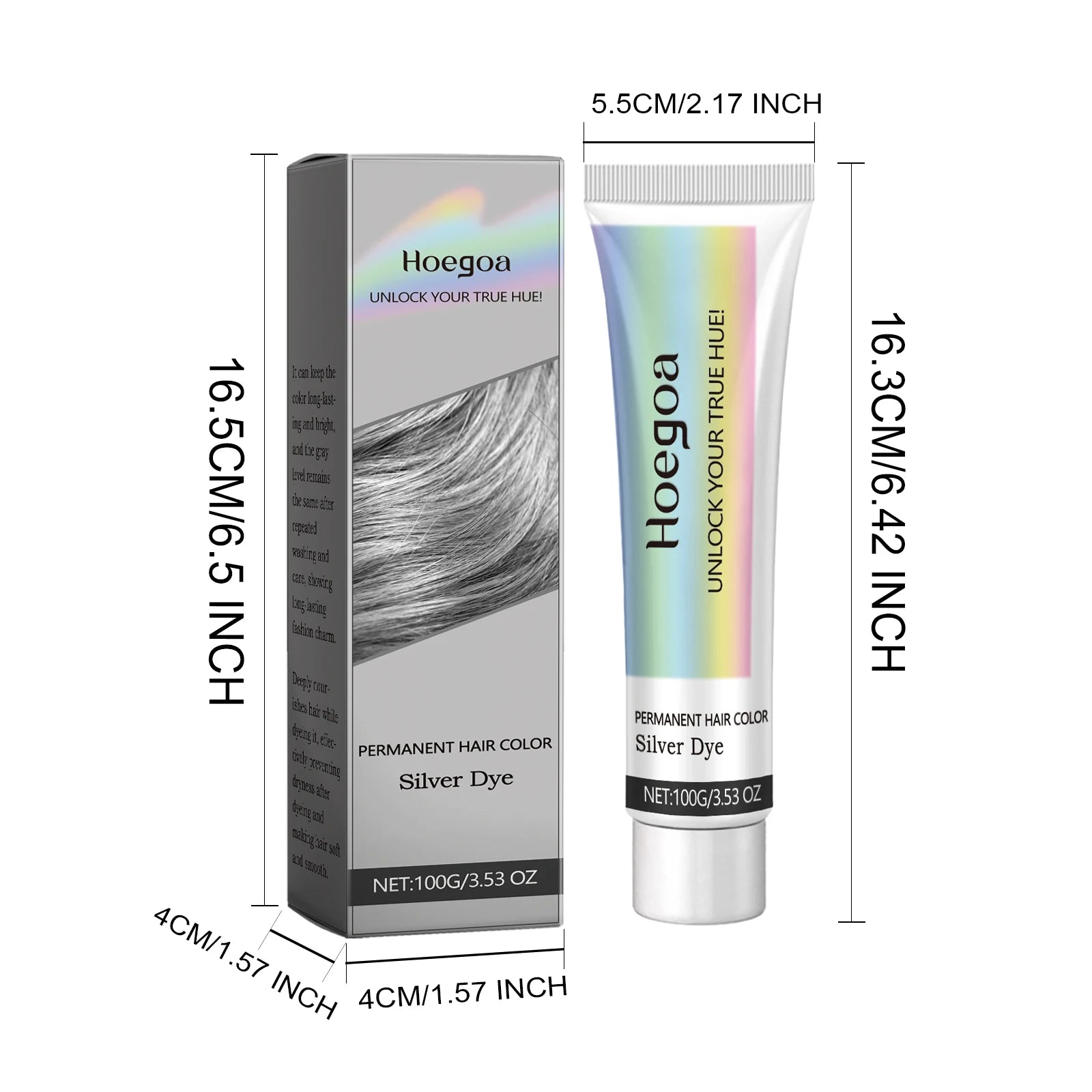 Permanent Silver Gray Hair Dye Cream - 7