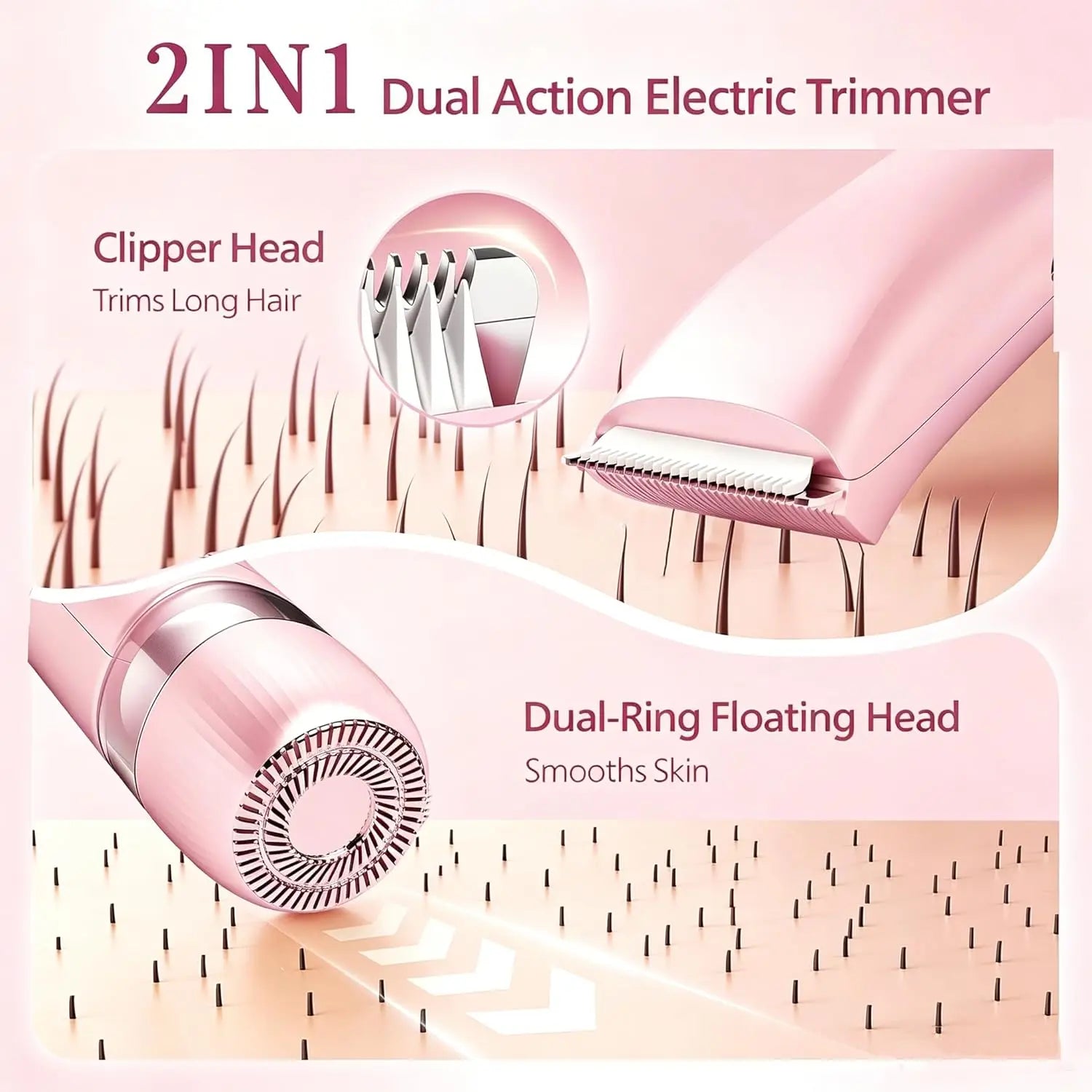 2-in-1 Waterproof Electric Bikini Trimmer and Body Shaver - 3