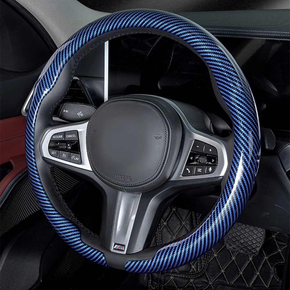 Universal Non-Slip Carbon Fiber Car Steering Wheel Cover - 21