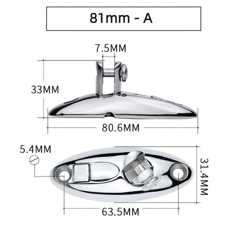 Stainless Steel Quick Release Marine Bimini Top Deck Hinge - 23
