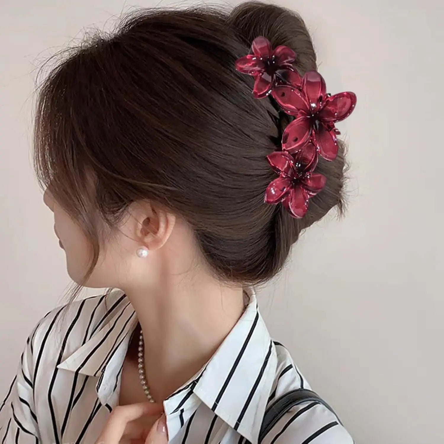 Hawaiian Plumeria Flower Hair Claw Clips Non Slip Beach Accessories - 6