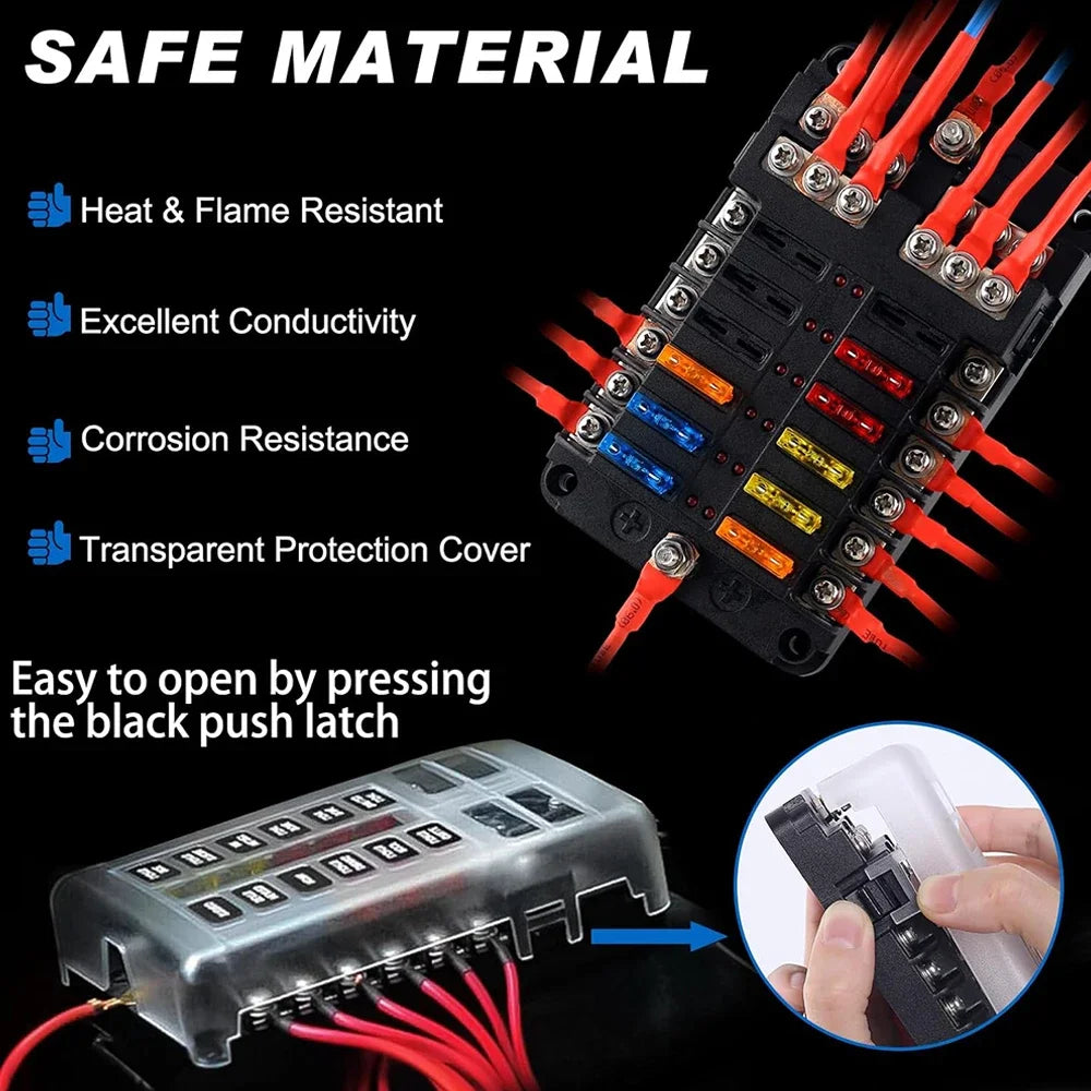 Waterproof Blade Fuse Box with LED Indicator for Automotive and Marine - 2