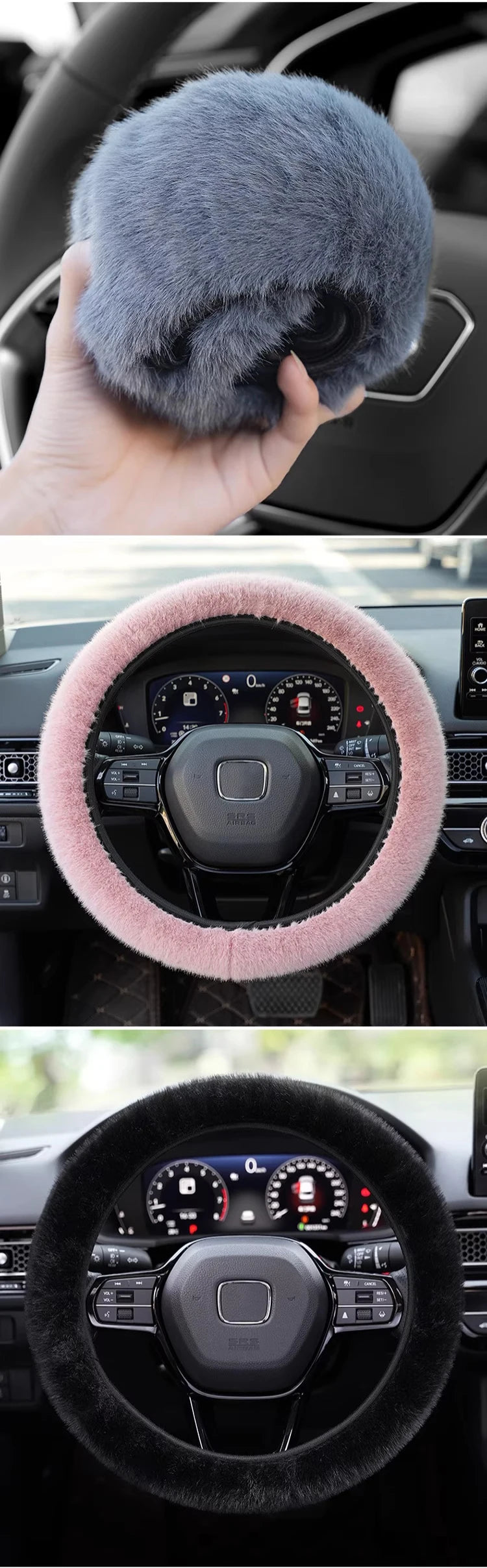 Winter Plush Retractable Steering Wheel Cover
