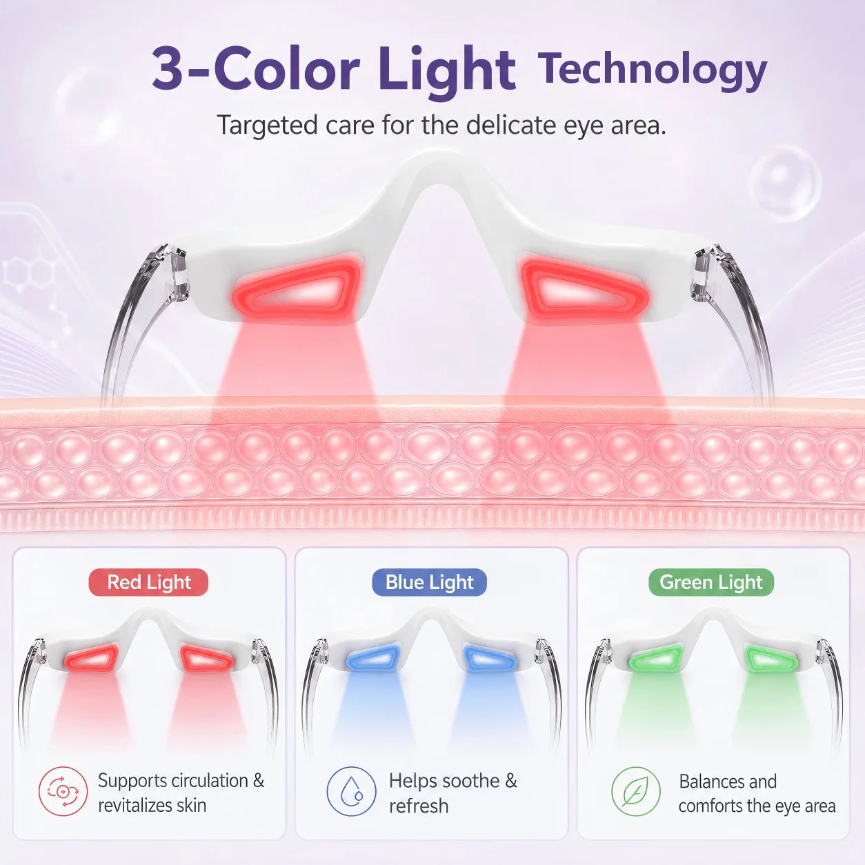 LED Red Light Therapy Eye Massager for Puffiness and Dark Circles - 3