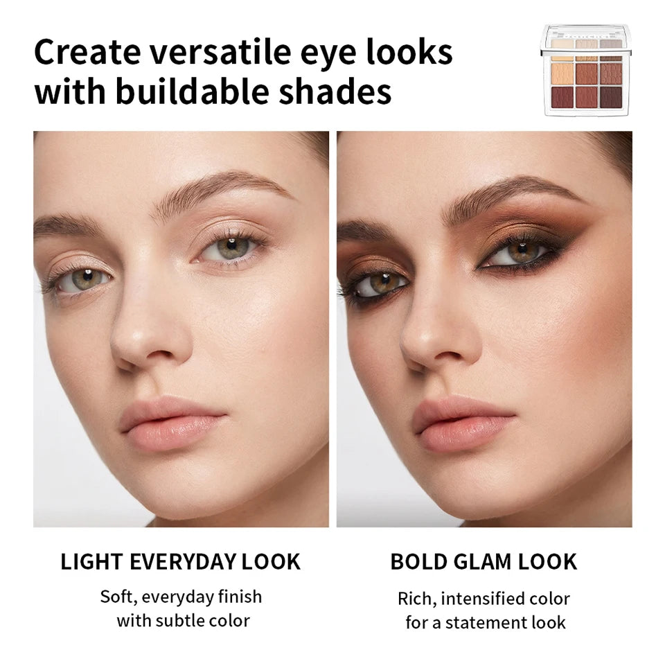 9-Shade Pigmented Eyeshadow Palette for Versatile Makeup Looks