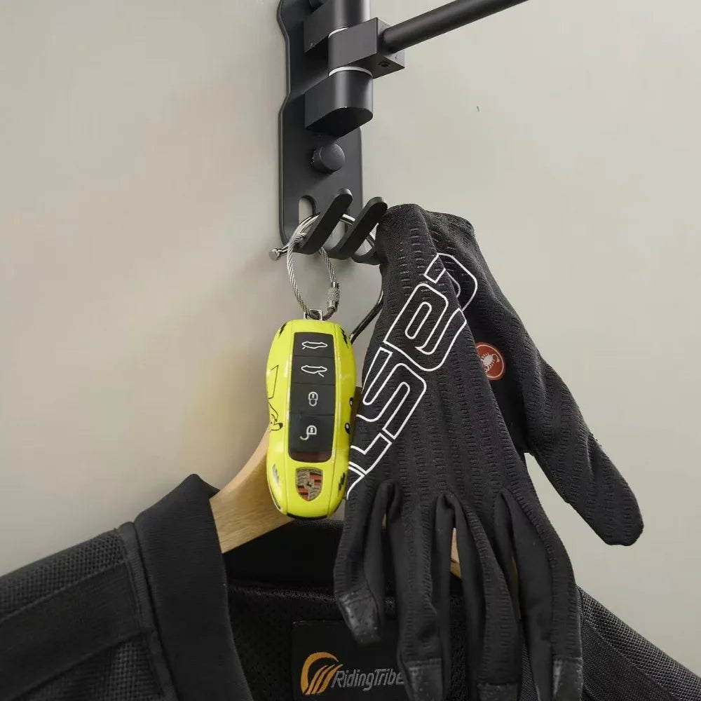 Adjustable Wall-Mounted Helmet Holder and Storage Rack - 7