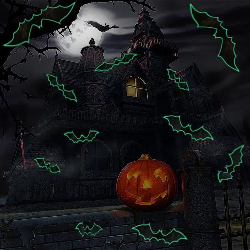 3D Luminous Halloween Bat Wall Decals for Spooky Party Decor - 8