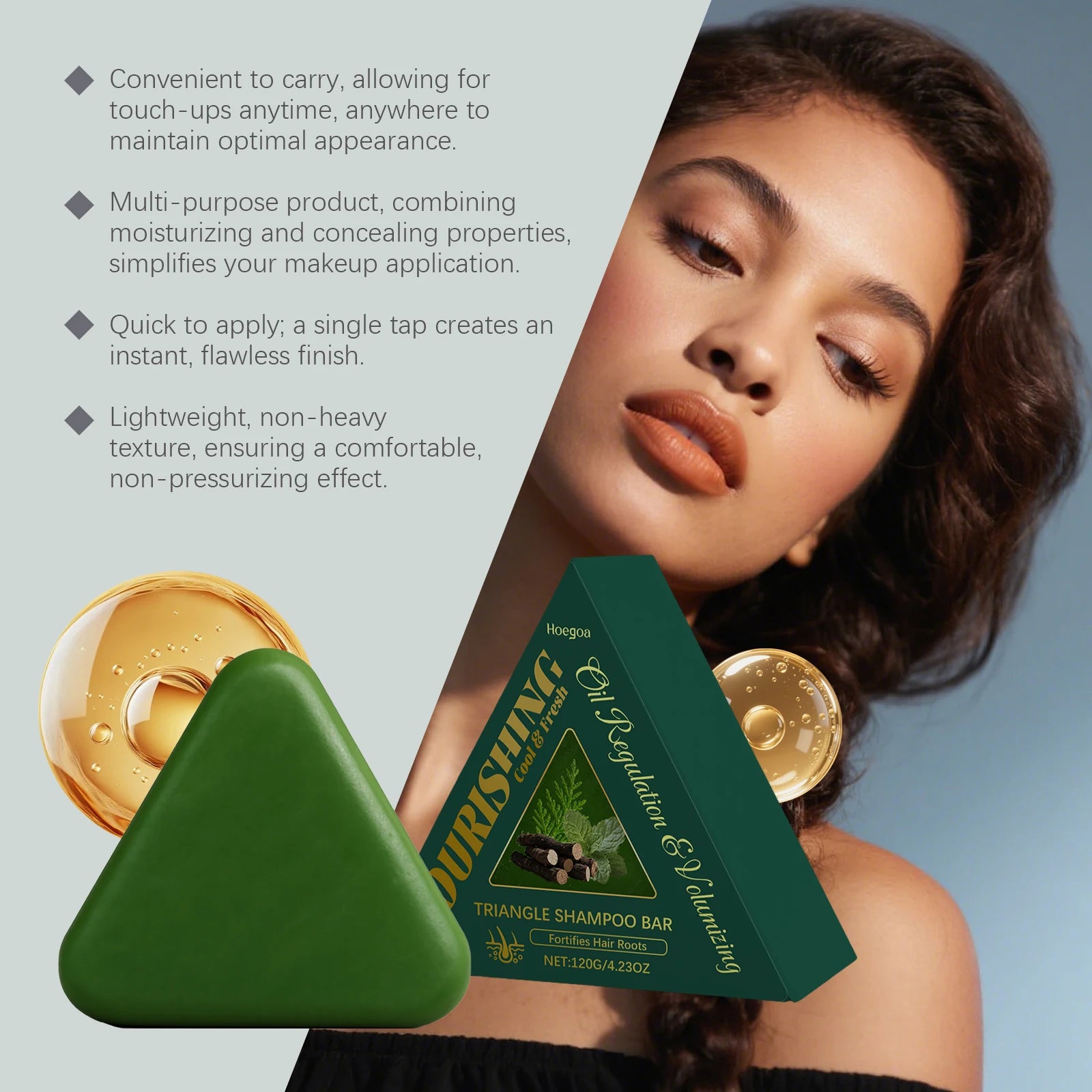 Herbal Triangle Hair Growth Shampoo Bar for Oil Control and Repair - 12