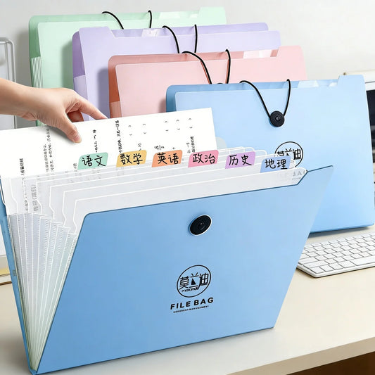 A4 Expanding 8-Pocket File Organizer for Documents and Exam Papers