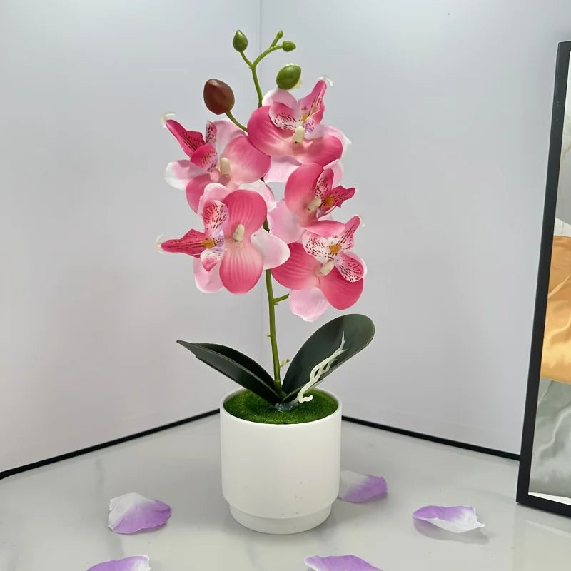Artificial Orchid Flower Arrangement with Vase