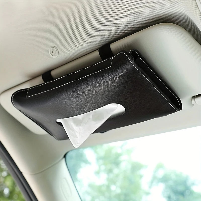 Leather Car Sun Visor Tissue Holder Organizer