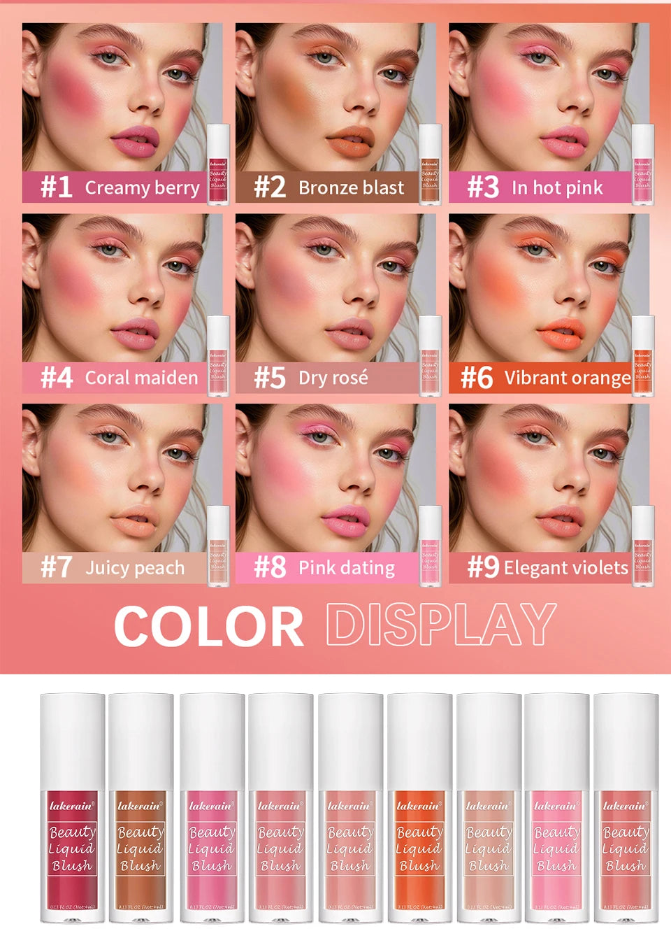 Long-Lasting Waterproof Liquid Face Blush
