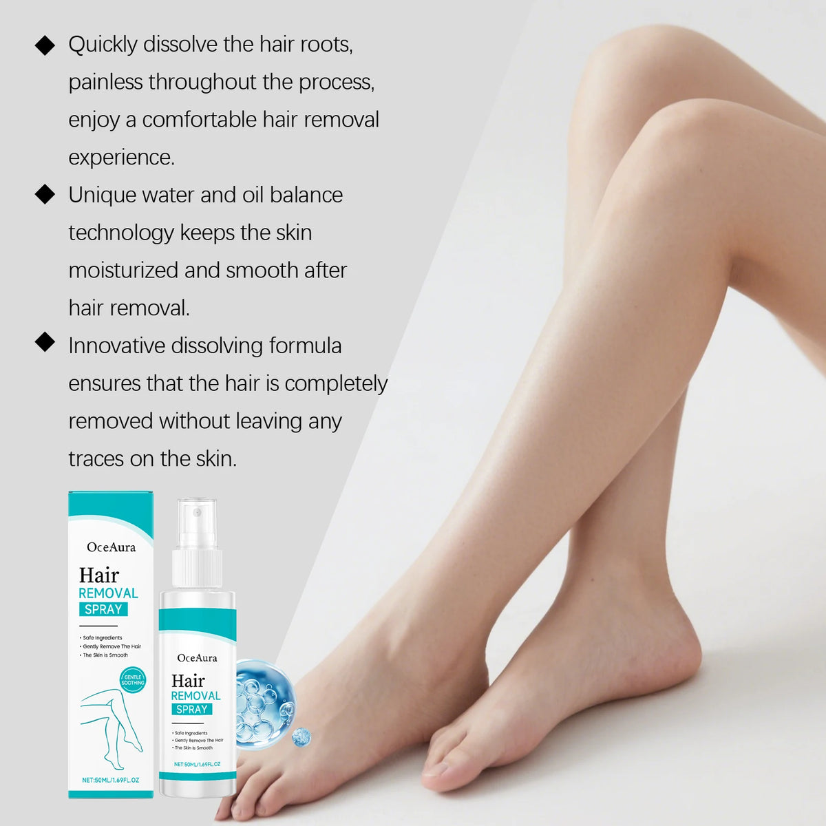 Painless Gentle Hair Removal Spray for Body and Underarms