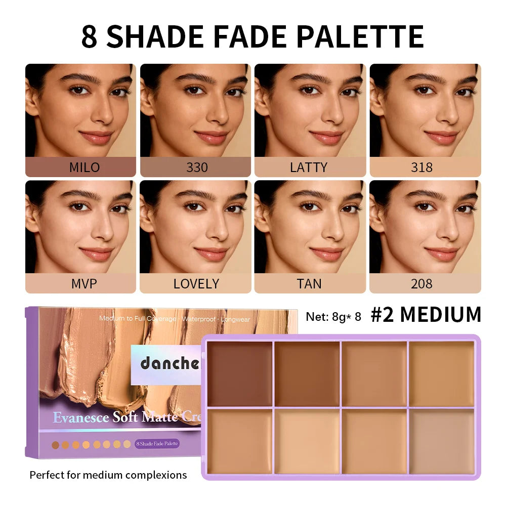 8-Color Cream Concealer and Contour Palette for Full Face Makeup - 1