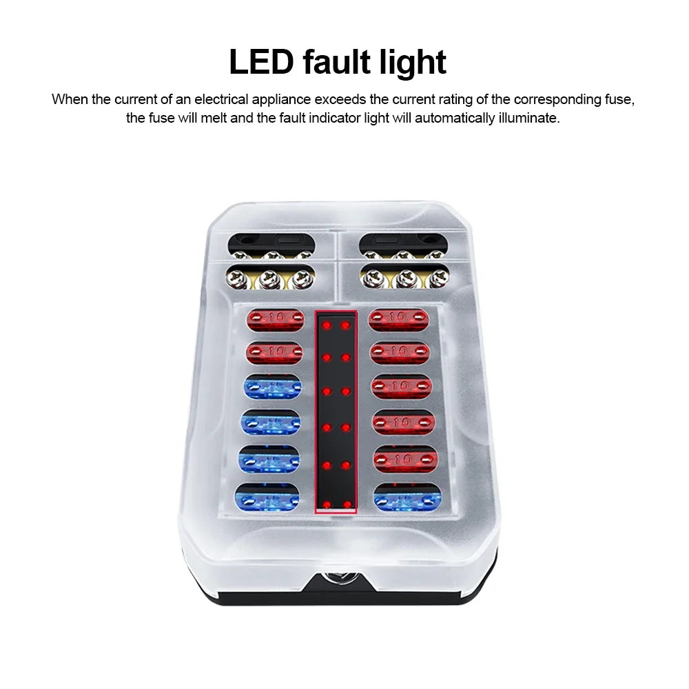 Waterproof Blade Fuse Box with LED Indicator for Automotive and Marine