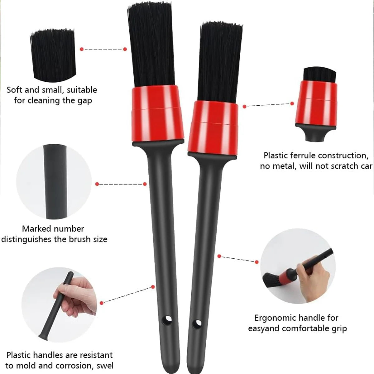 5-Piece Professional Car Detailing Brush Set - 4