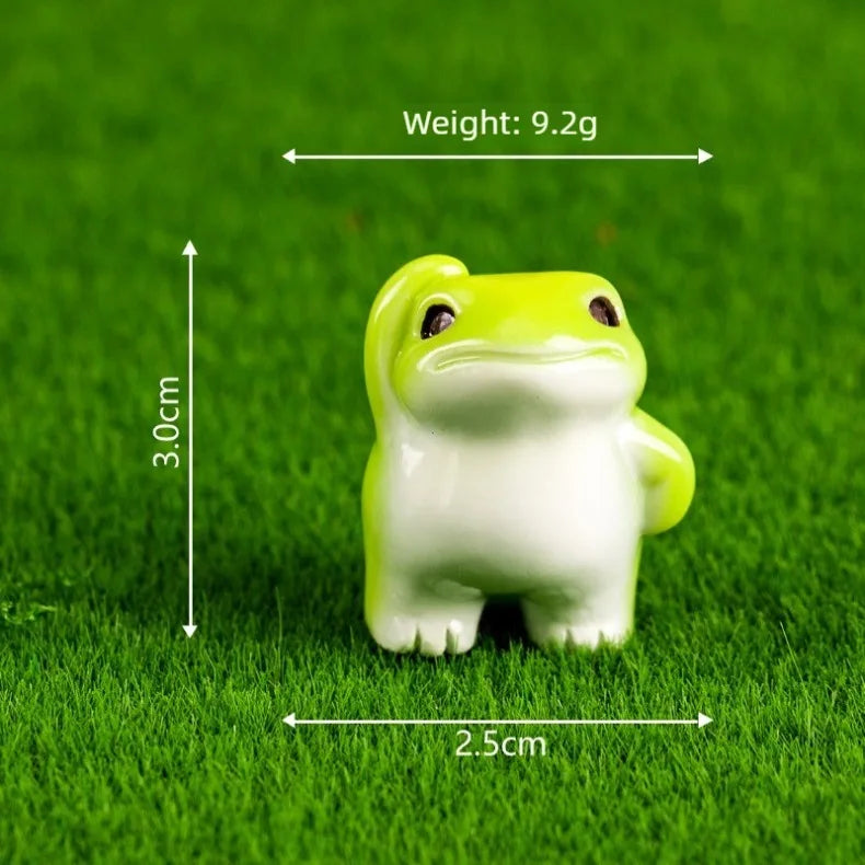 6-Piece Cute Miniature Resin Frog Figurine Set for Home Decor