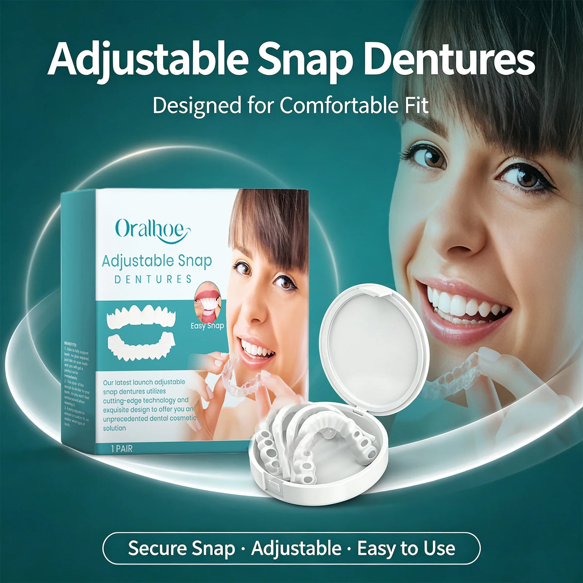 Adjustable Snap-On Dentures for Instant Smile Repair