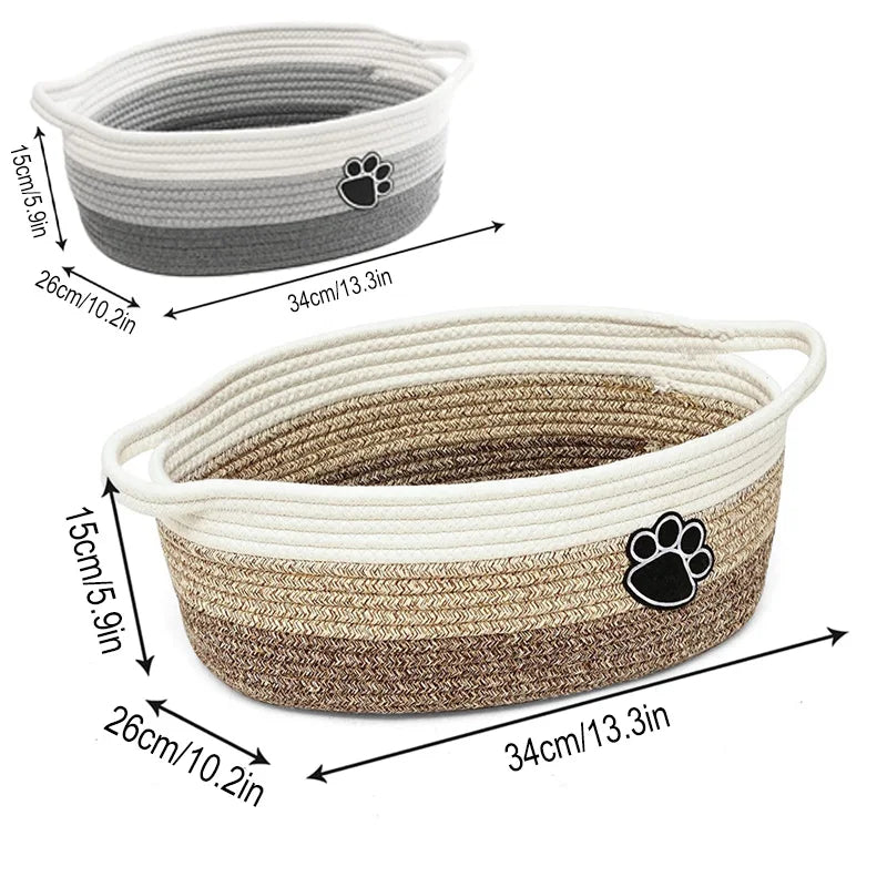 Woven Pet Toy Storage Basket with Handles - 6