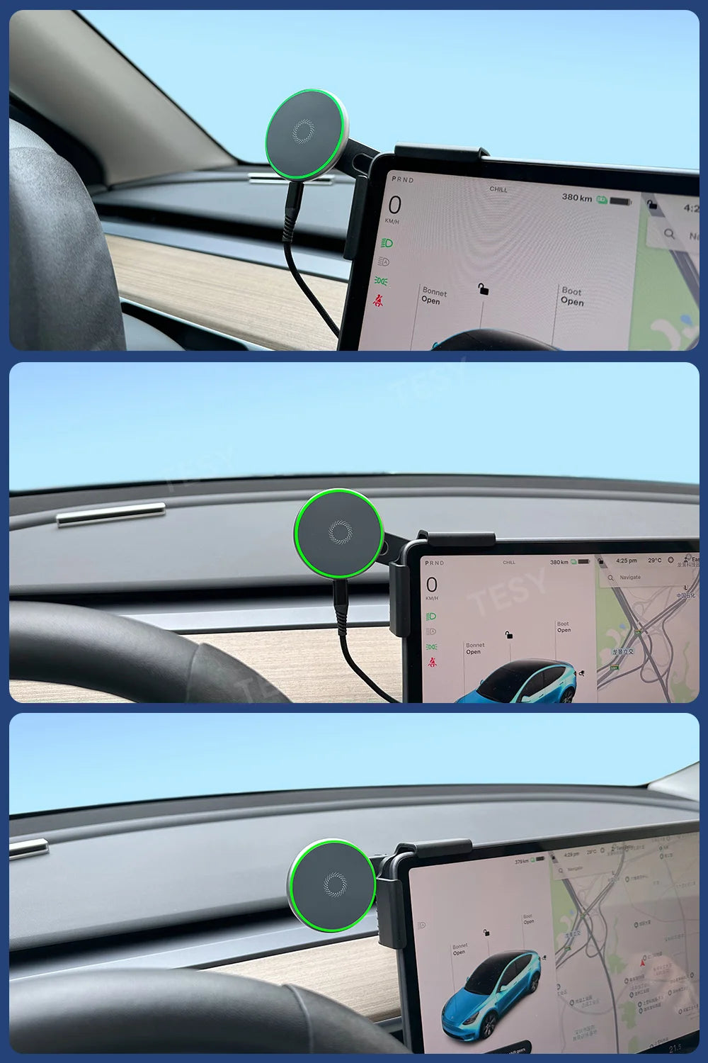 Magnetic Wireless Charging Car Phone Mount for Tesla and Electric Cars - 8