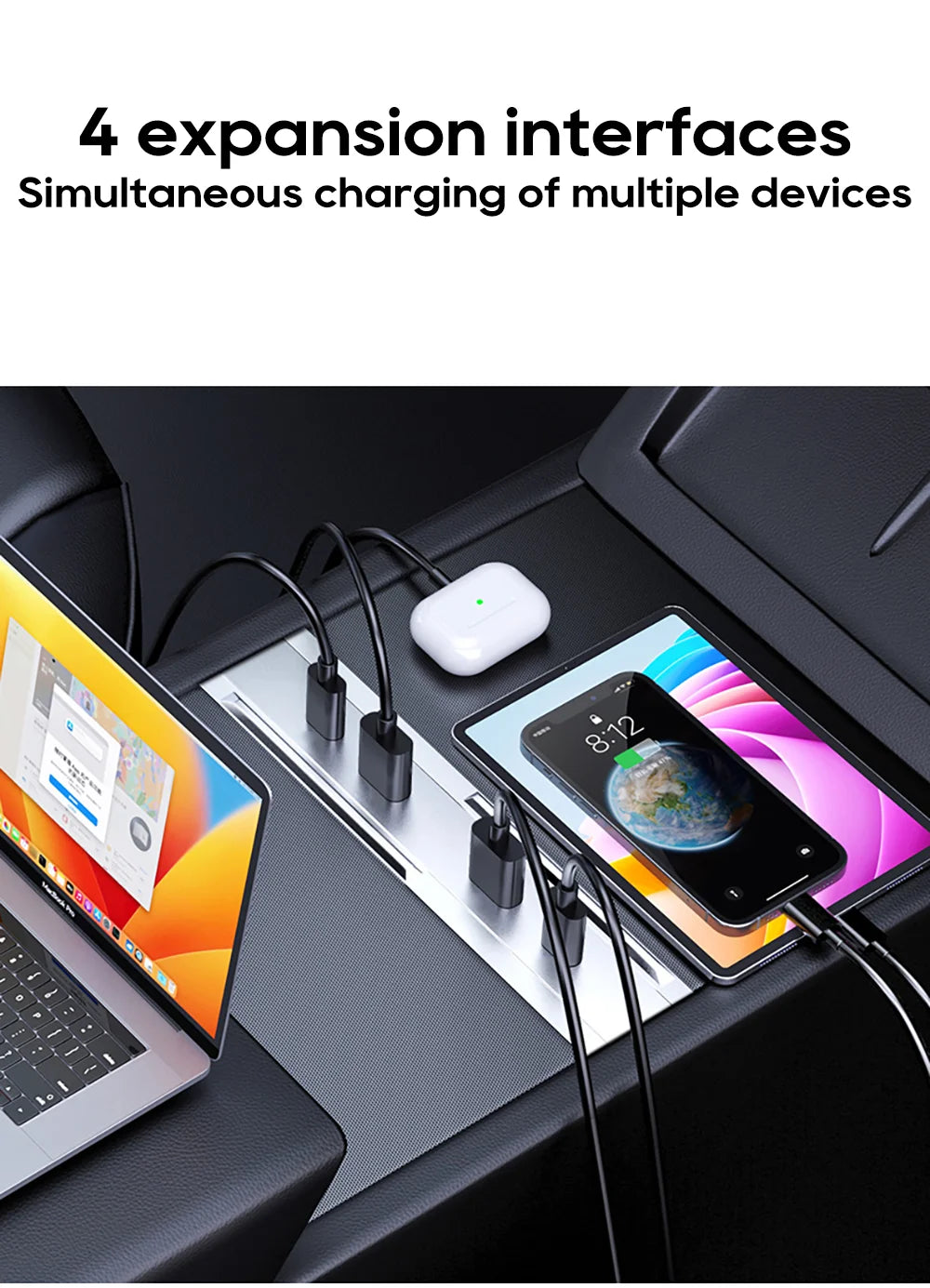 USB Charging Hub Expansion Dock for Tesla Model 3 Highland and Model Y