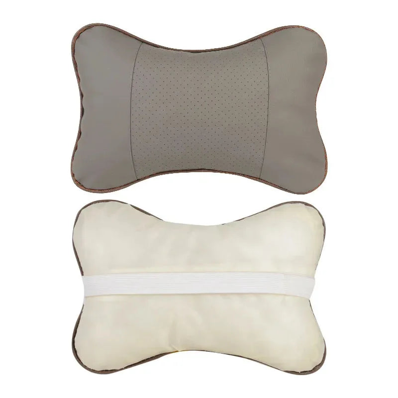 Ergonomic PU Leather Car Neck Pillow for Pain Relief