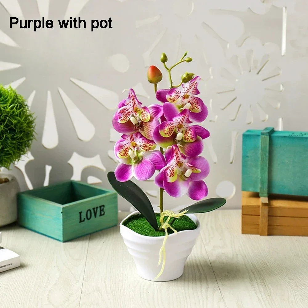Artificial Orchid Flower Arrangement with Vase