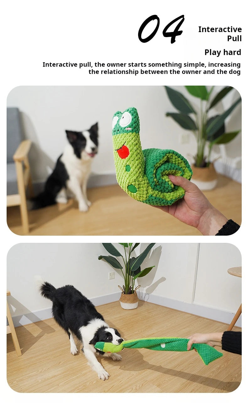 Foldable Squeaky Snail Plush Chew Toy for Dogs