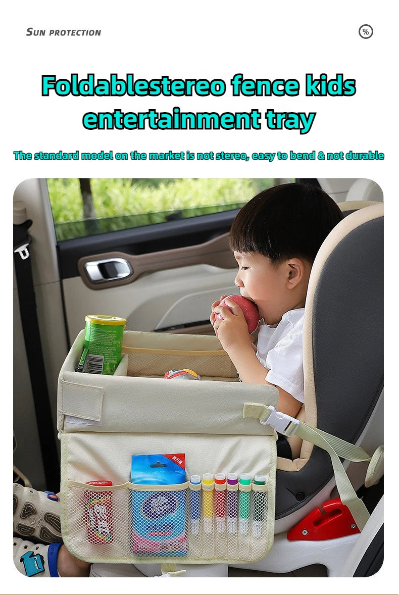 Foldable Kids Car Seat Travel Tray and Activity Table - 9