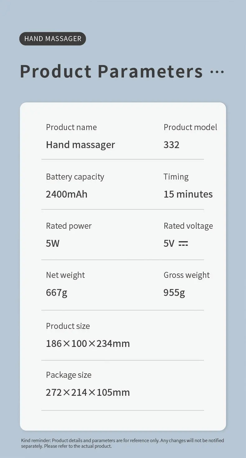 Electric Hand and Wrist Compression Massager with Heat