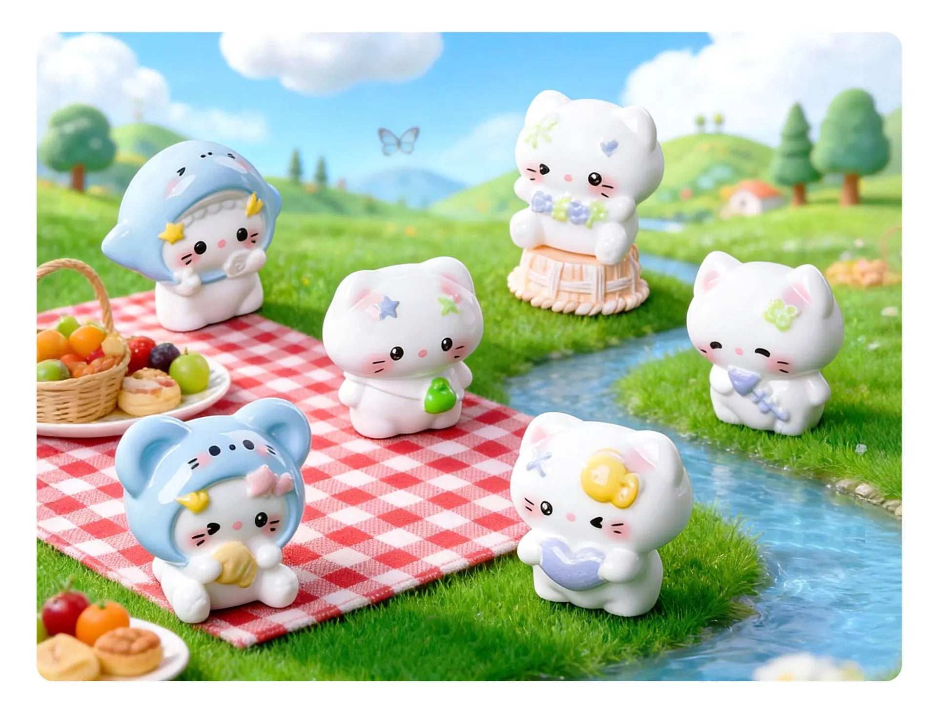 Cute Kawaii Cat Miniature Figurines for Car Dashboard and Desk Decor - 6
