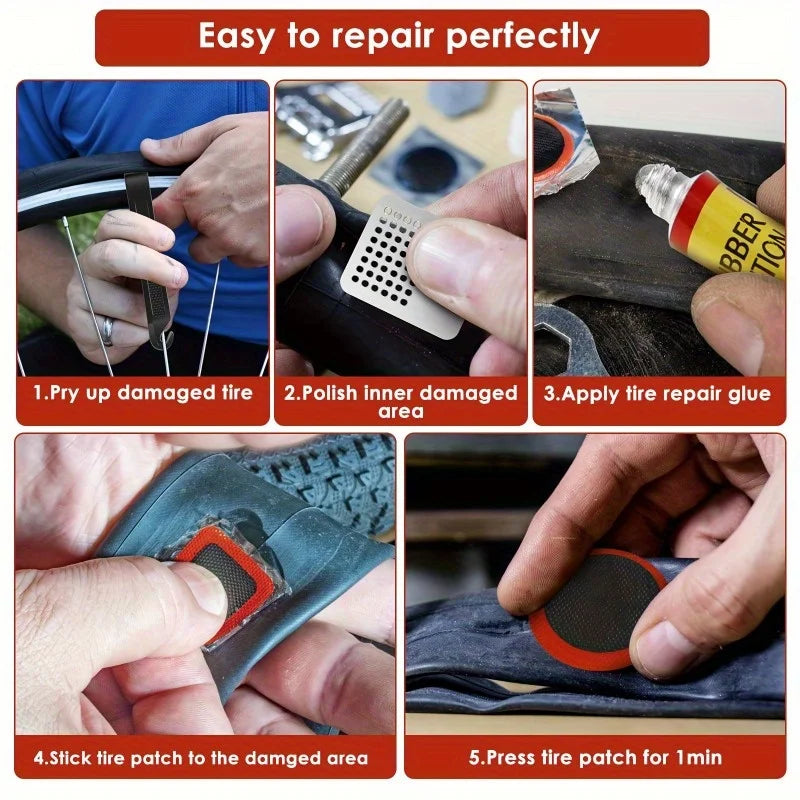 Comprehensive Bicycle Tire Repair Kit for Road and Mountain Bikes