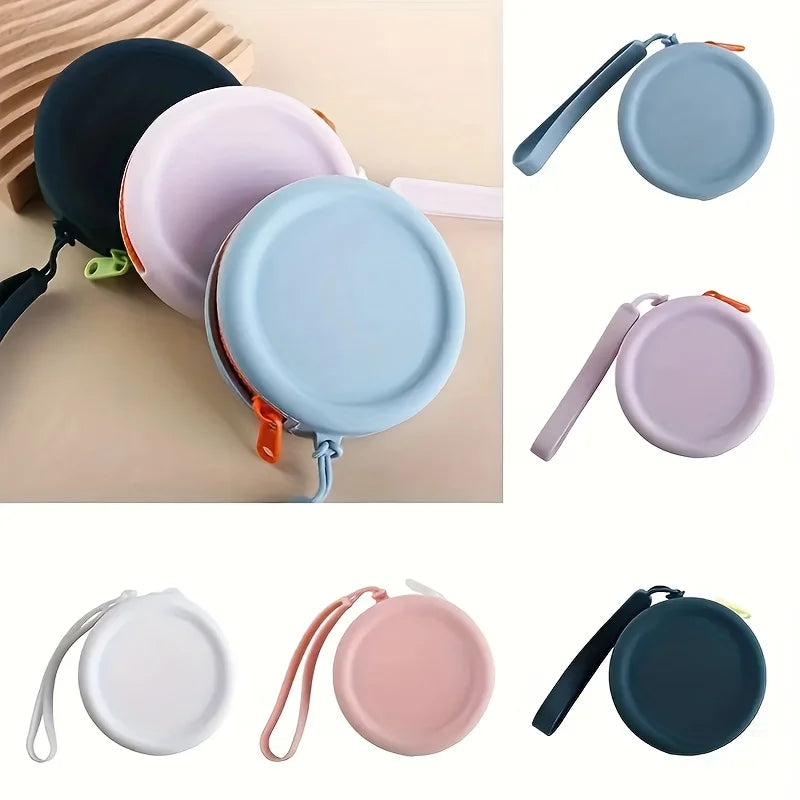 Portable Silicone Round Storage Pouch for Accessories and Coins