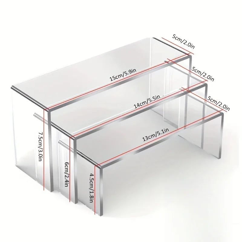 Clear Acrylic U-Shaped Display Riser for Collectibles and Makeup