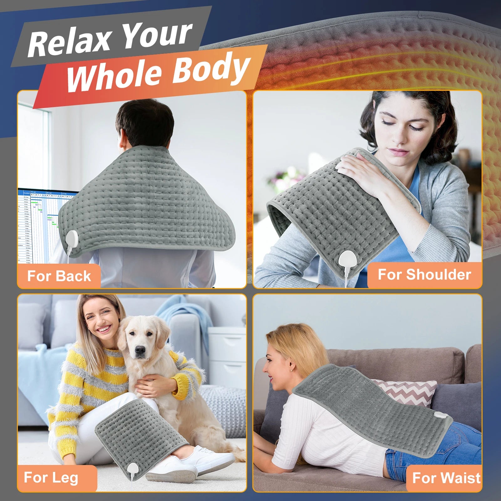 Electric Heated Warming Pad for Back, Neck and Body Pain Relief - 5