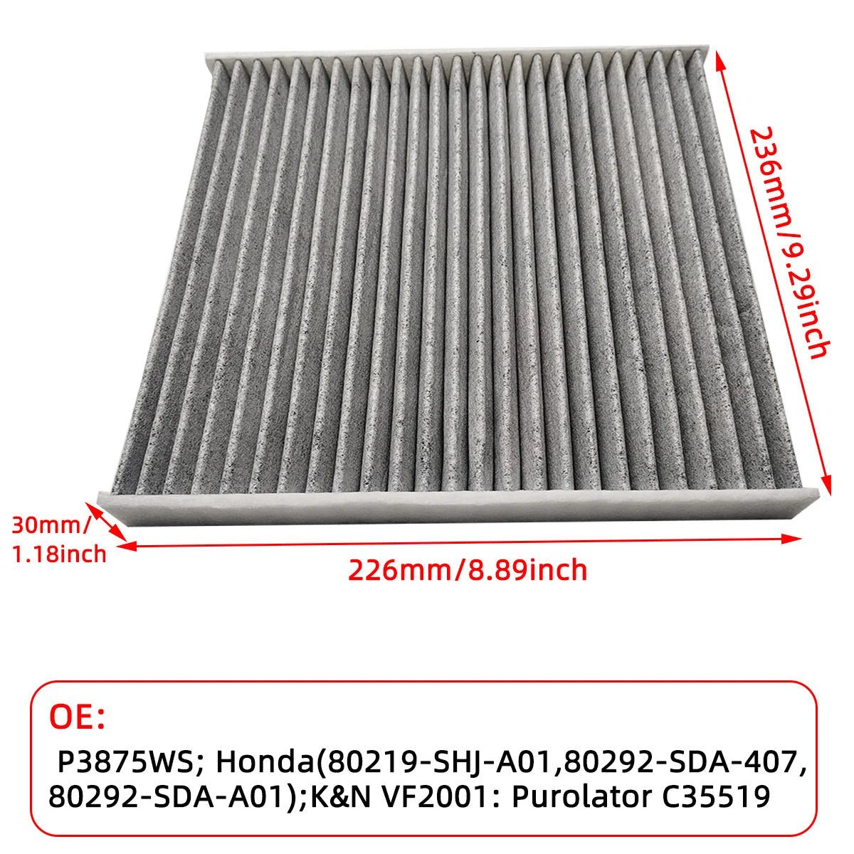Replacement Cabin Air Filter for Honda Vehicles