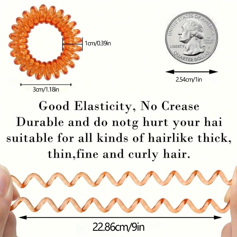 100PCS Telephone Wire Hair Ties Elastic Spiral Ponytail Holders