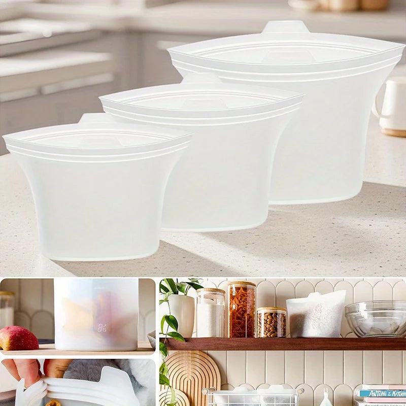 Reusable Silicone Food Storage Bags for Kitchen Organization - 4