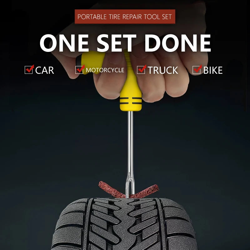 Emergency Car and Motorcycle Tubeless Tire Repair Kit - 7