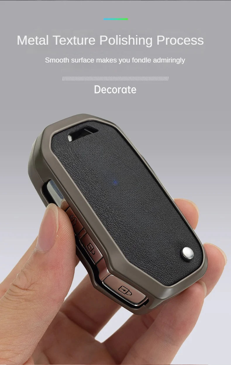 Leather and Zinc Alloy Car Key Case for Kia