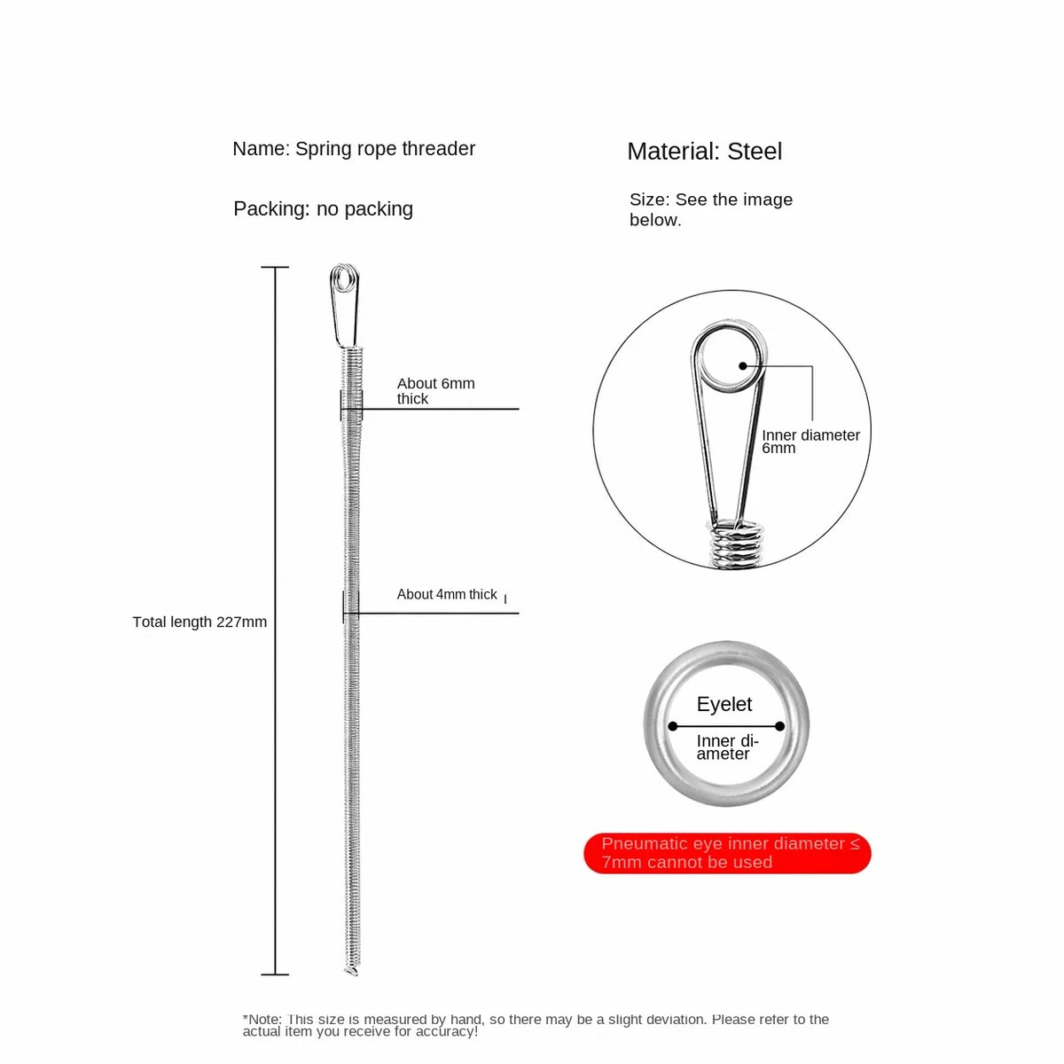 Flexible Spring Drawstring Threader for Clothing and Sewing