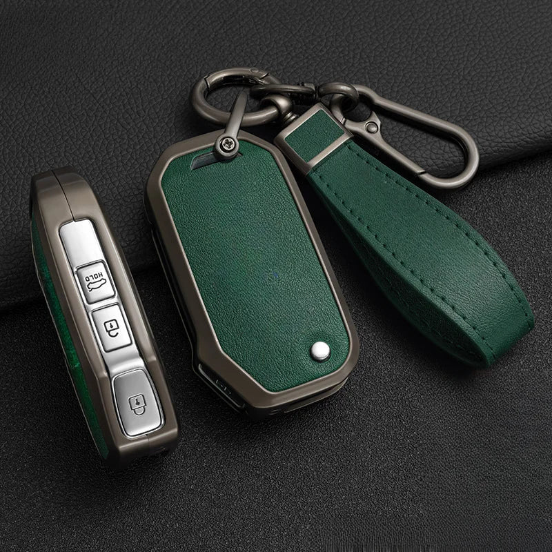 Leather and Zinc Alloy Car Key Case for Kia