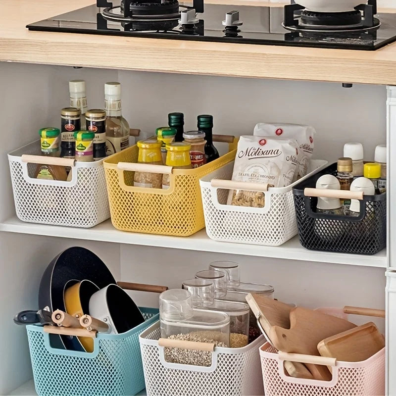 Multi-Purpose Hollow Storage Basket with Wood Handles - 6