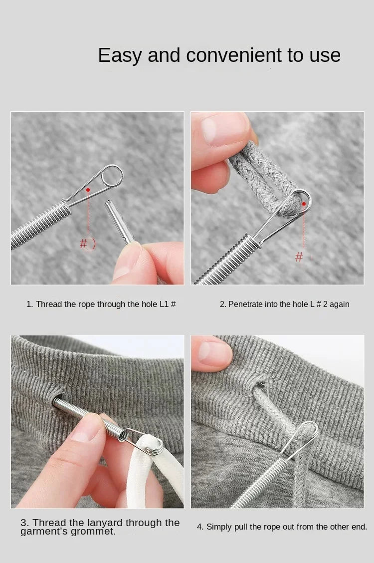 Flexible Spring Drawstring Threader for Clothing and Sewing
