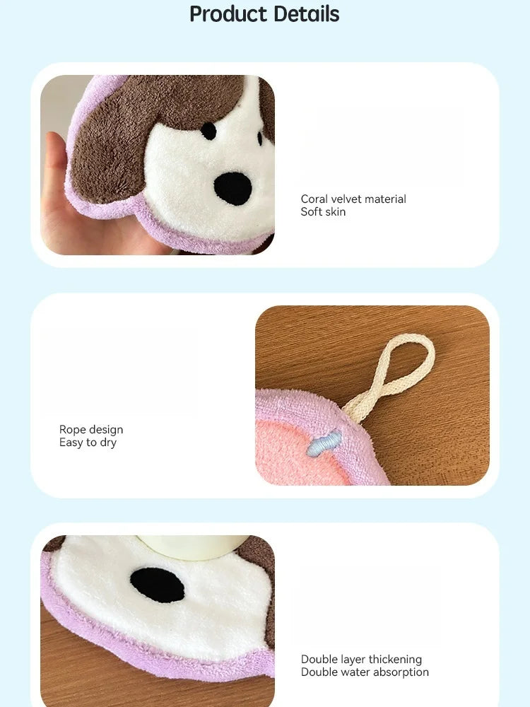 Cute Cartoon Puppy Hanging Hand Towel for Kitchen and Bathroom