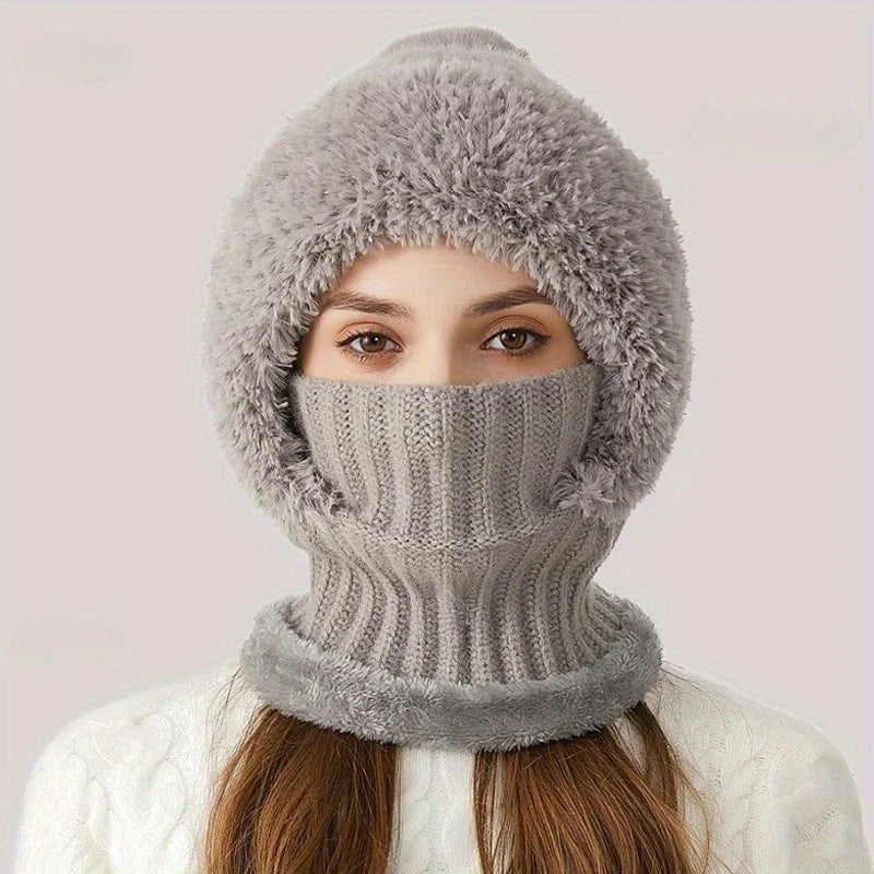 Windproof Thermal Fleece Ski Mask and Hat Set - 6