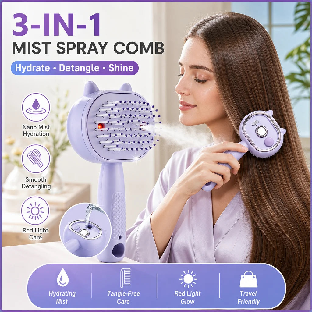 Electric Mist Spray Massage Comb for Scalp and Hair Care - 1