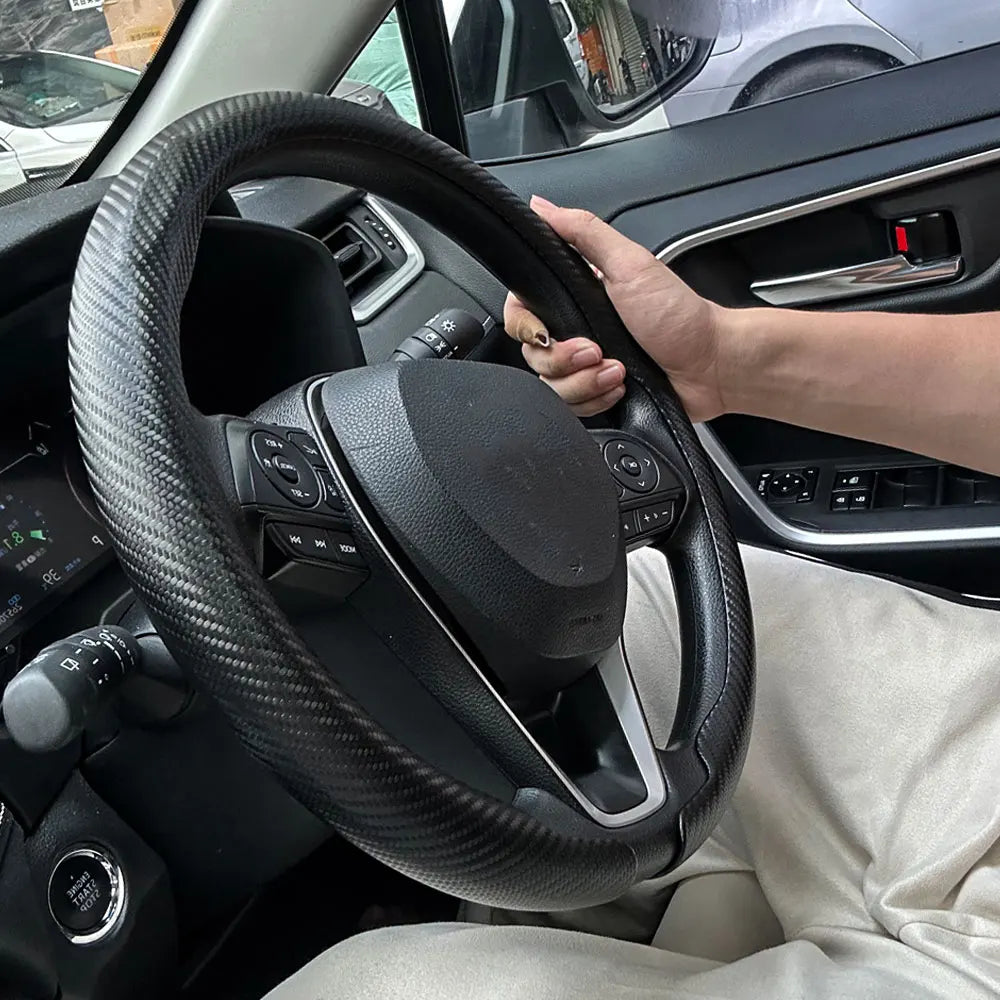 Carbon Fiber Non-Slip Car Steering Wheel Cover - 5